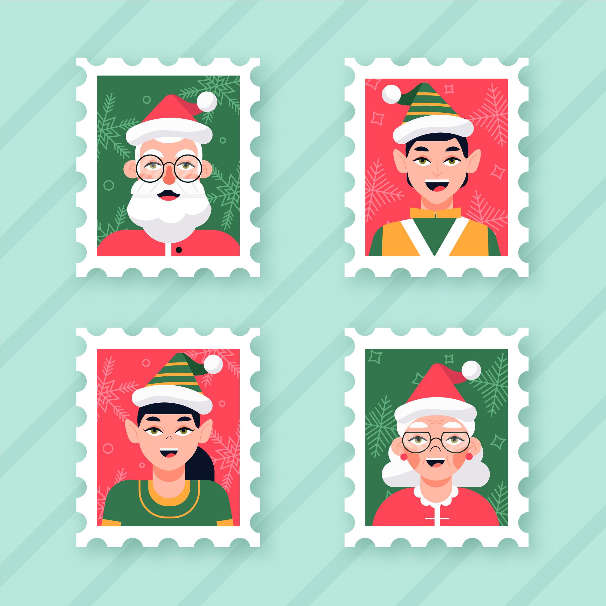 平面设计圣诞邮票0