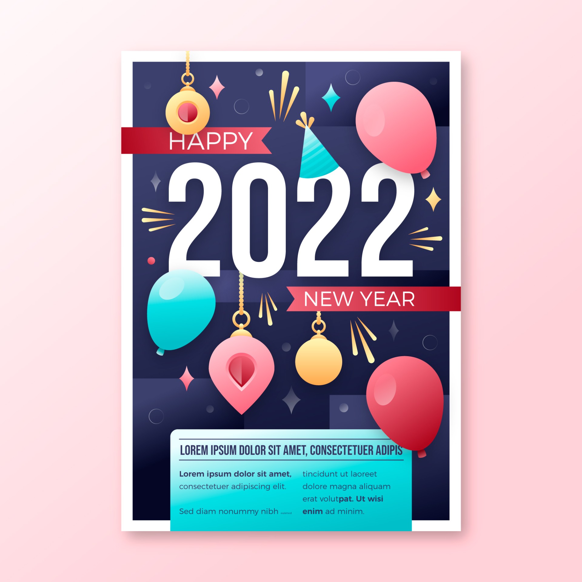 2022年新年渐变贺卡模板0