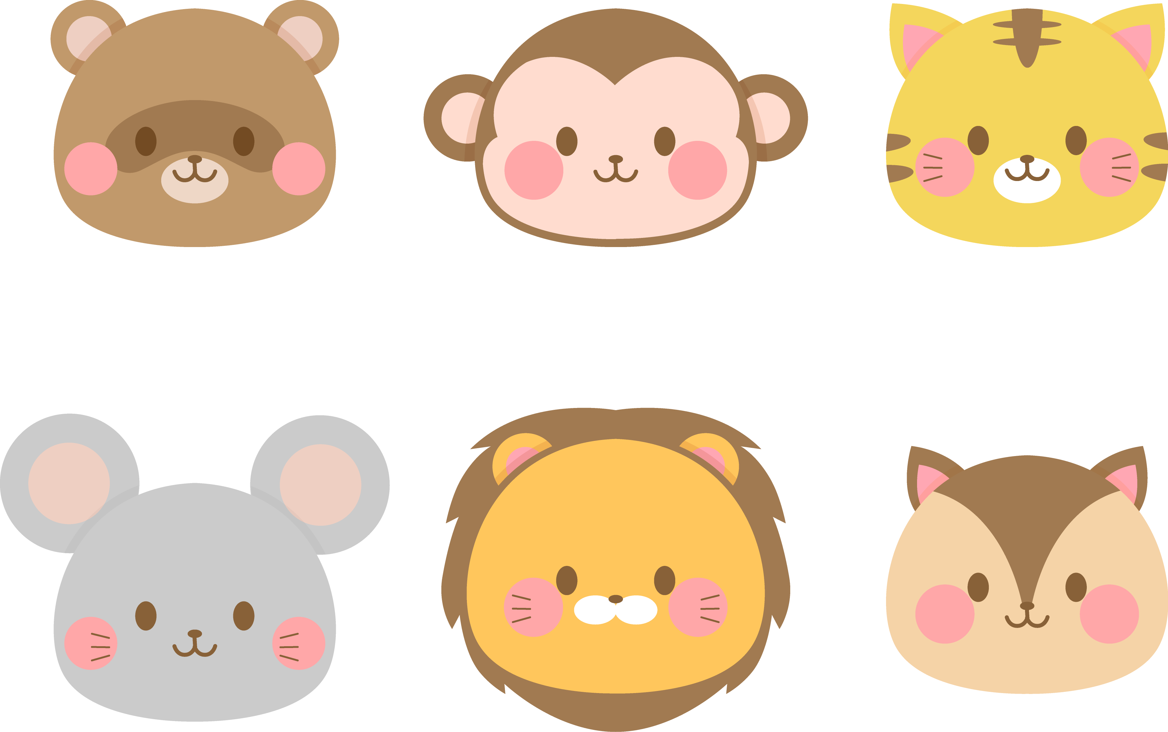 动物头像插图(可爱、动物、头像、卡通、猴子、老鼠、斑马、青蛙、猪)儿童插图_北极熊素材库