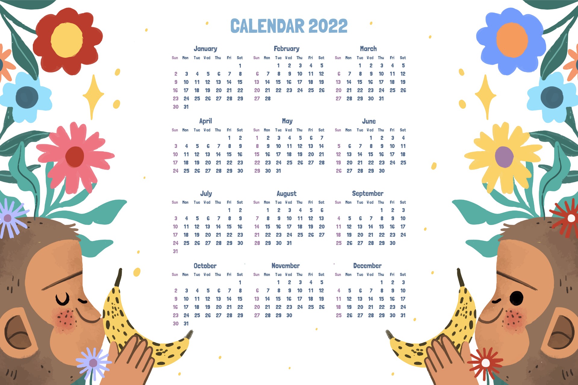 2022年可爱动物日历0