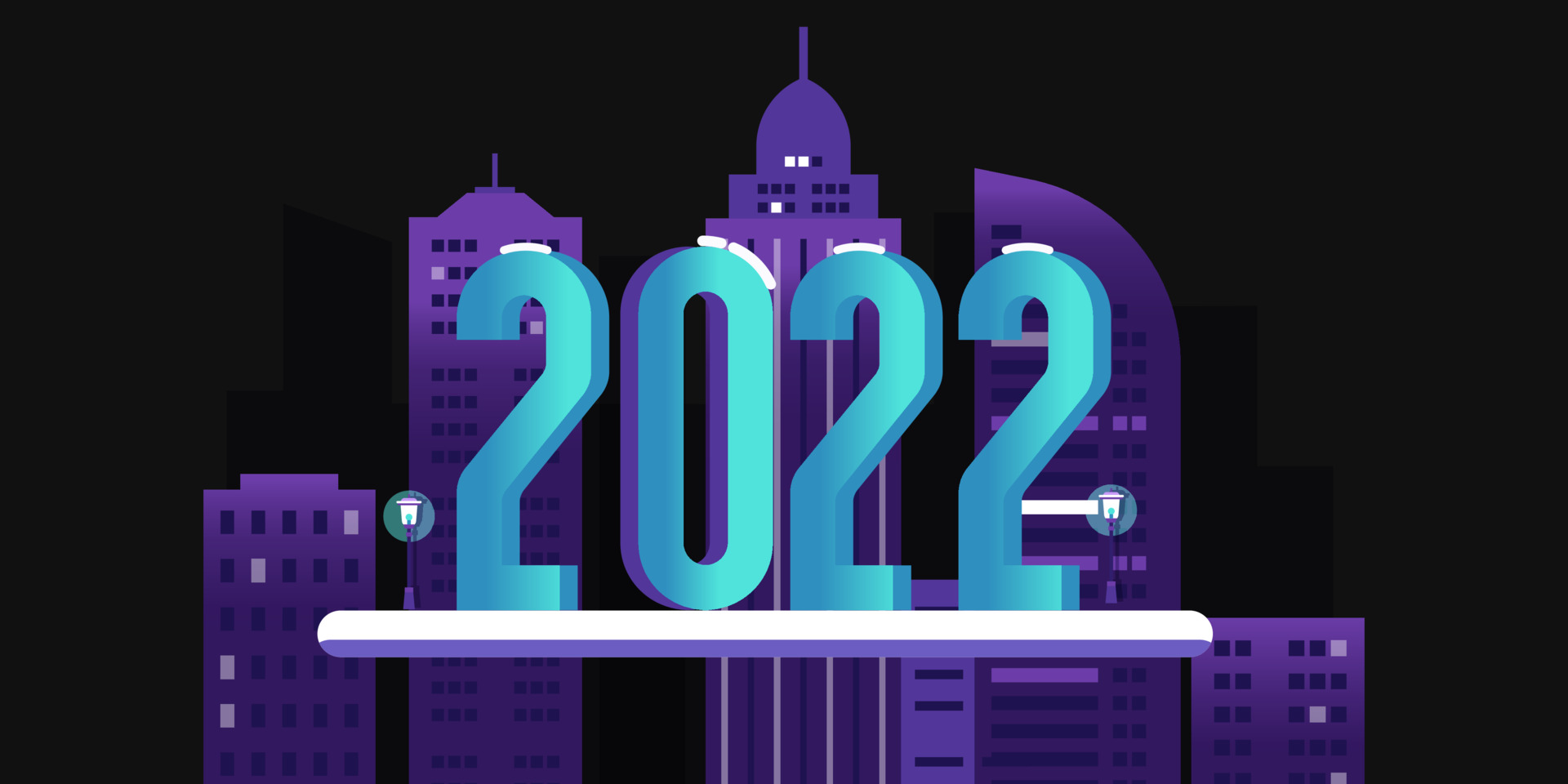 2022新年快乐城市建筑插图0