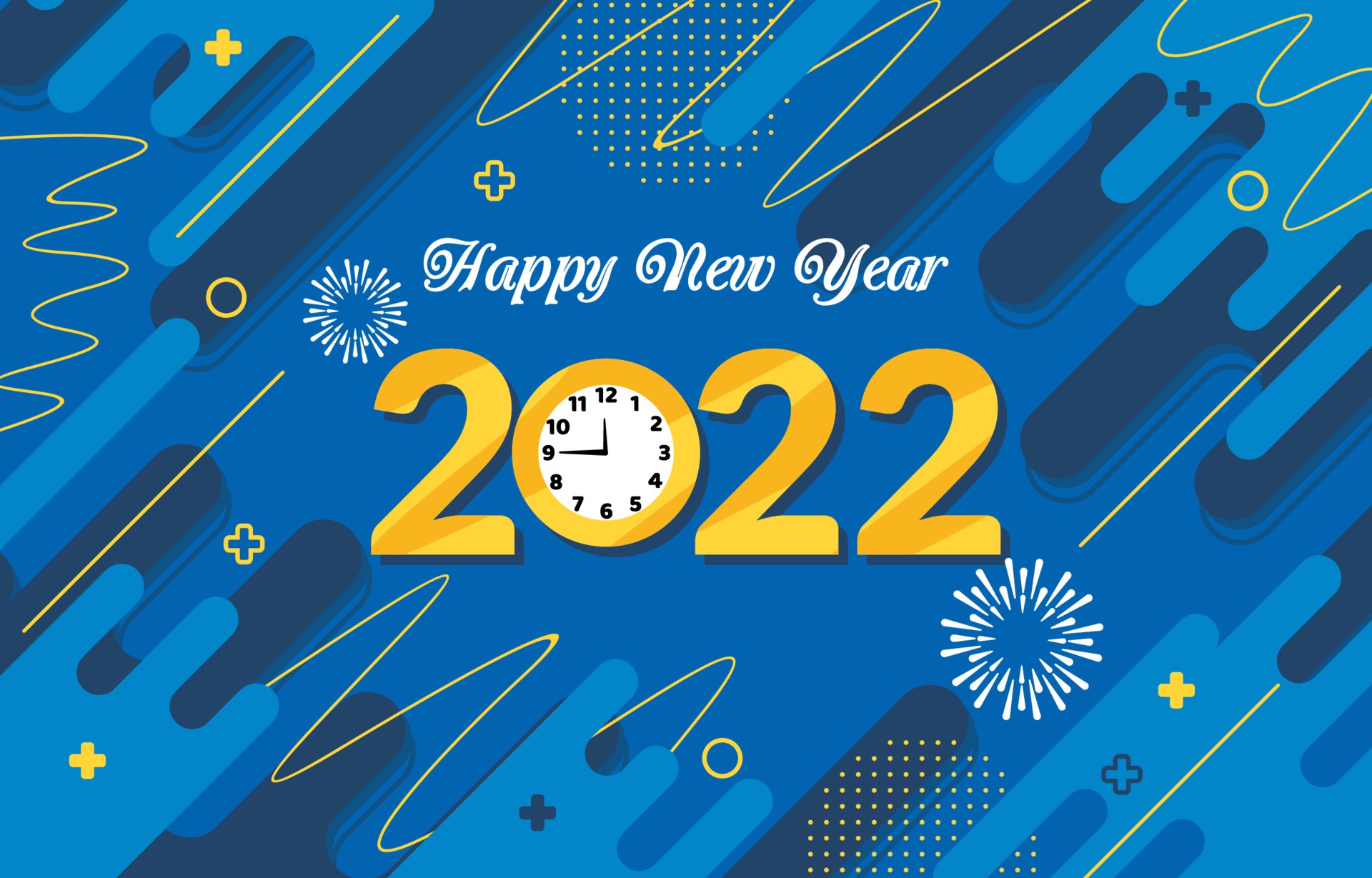 2022新年快乐蓝色背景插图0