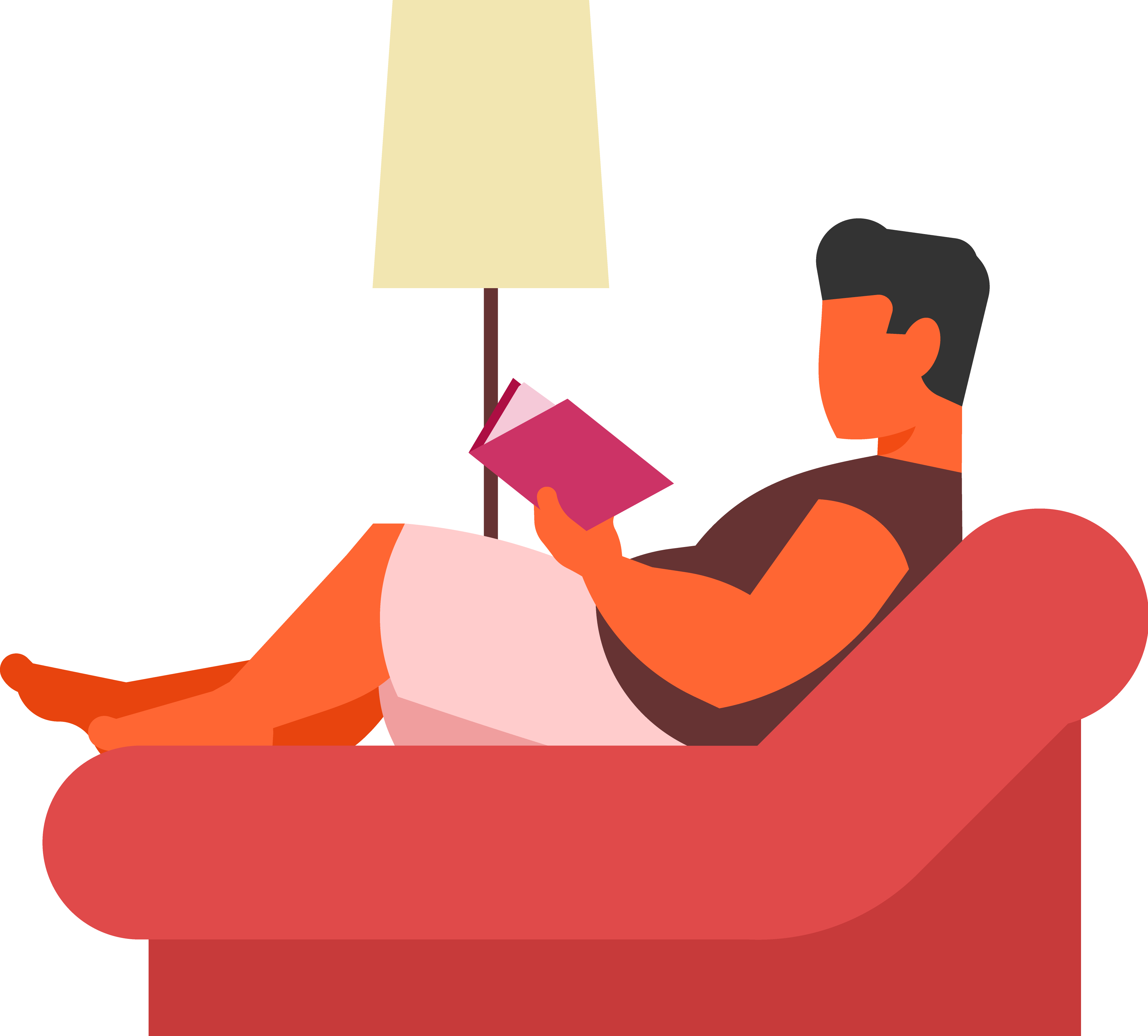 沙发上看书的男人插图0