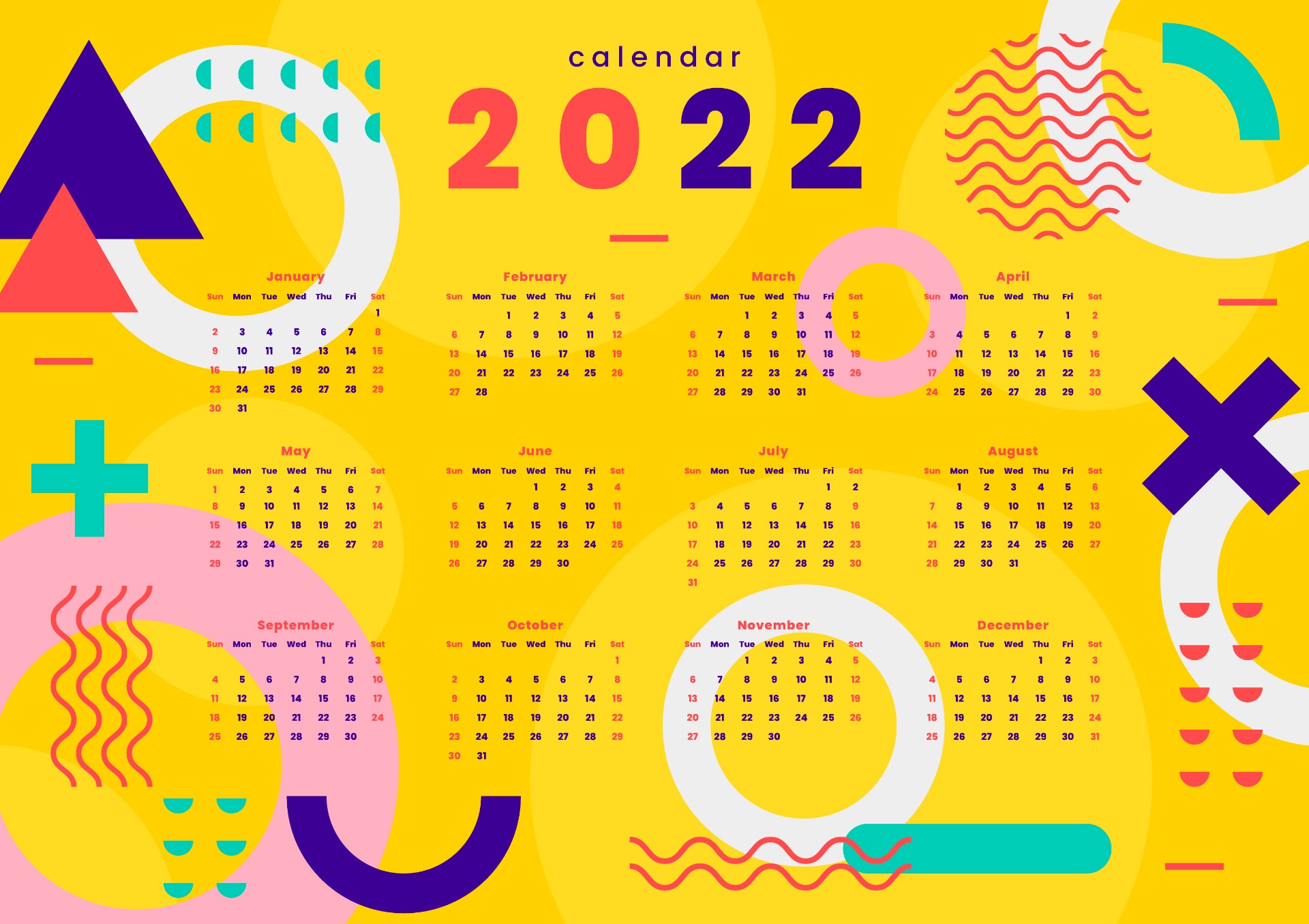 是设计2022年日历表电子版打印版,一套不可多得的素材包合集,建议下载
