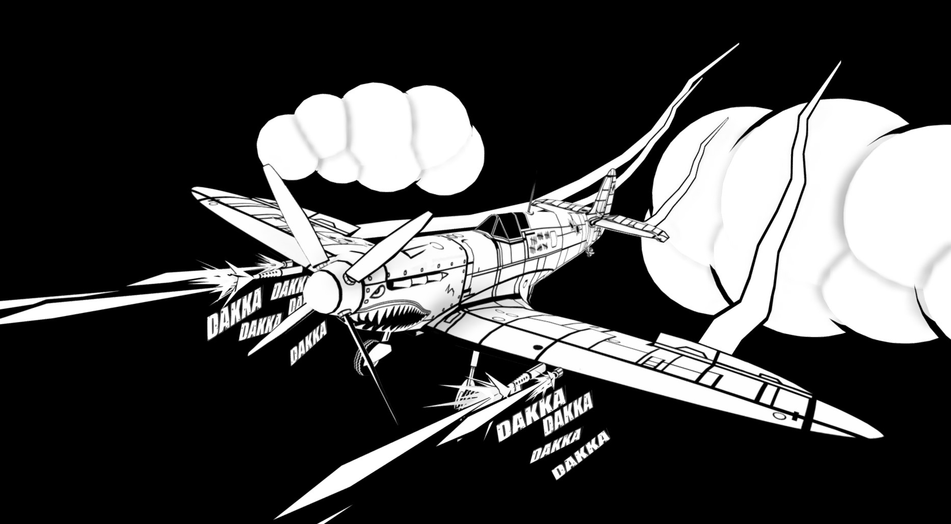 黑白漫画感游戏飞机模型0