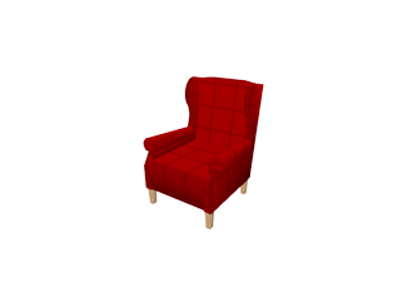 红色单人沙发模型0