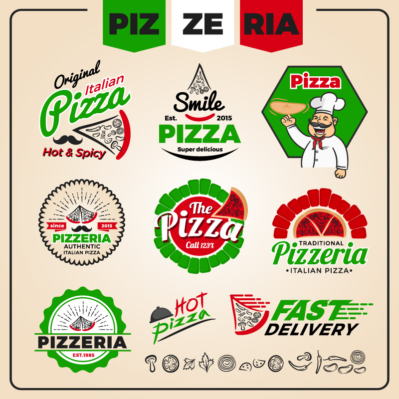 一套披萨店标志logo设计0