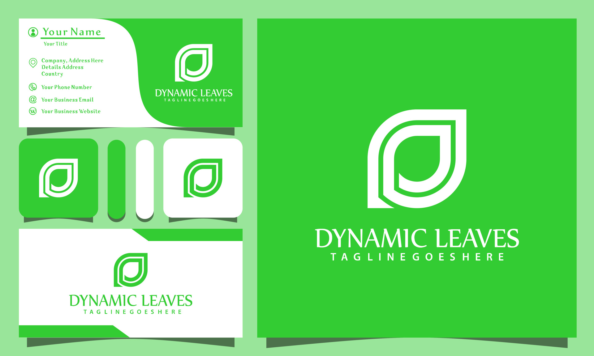 字母D绿叶徽标logo设计0