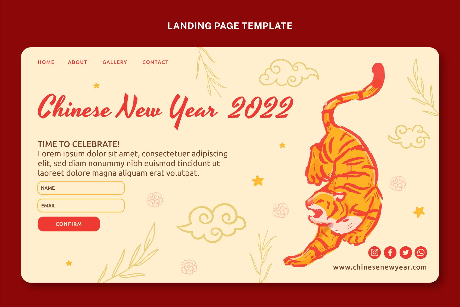 手绘中国新年登陆页面模板0