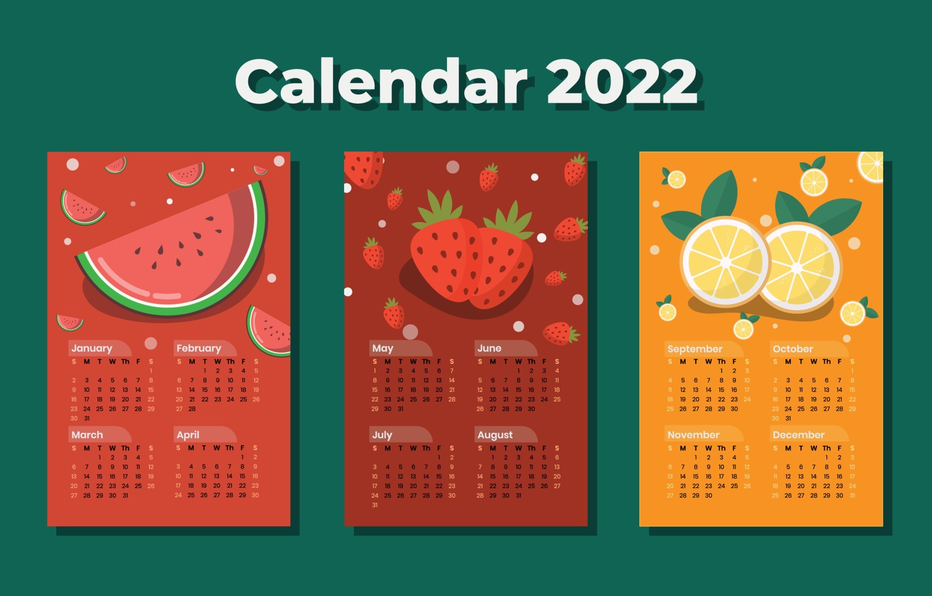 2022年创意水果日历模板0