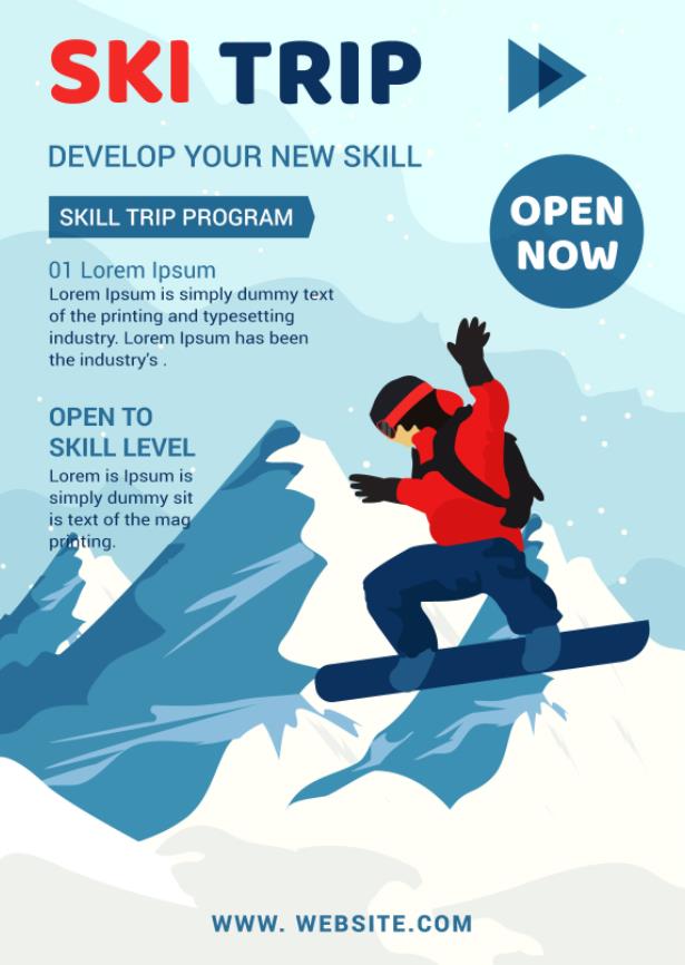 滑雪场宣传海报模板0