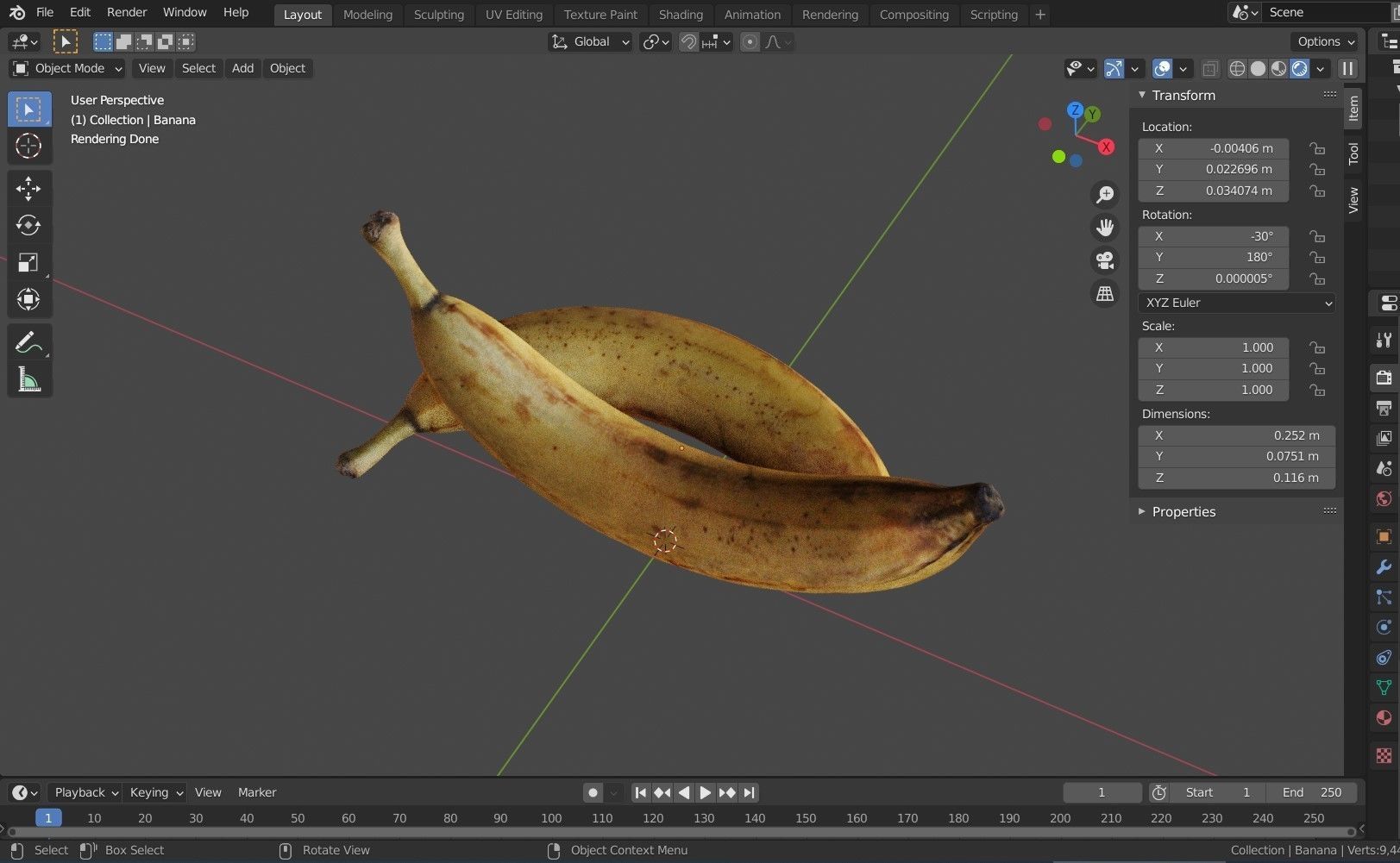 快要坏掉的香蕉3D模型1