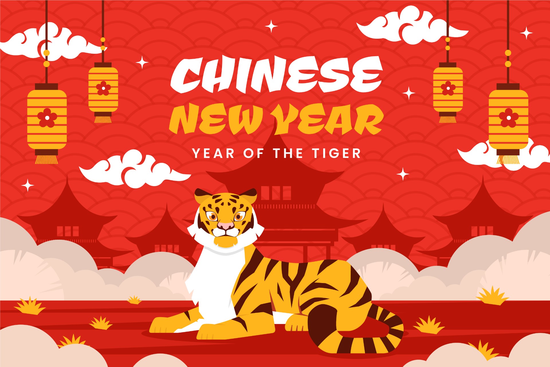 中国虎年新年背景模板0