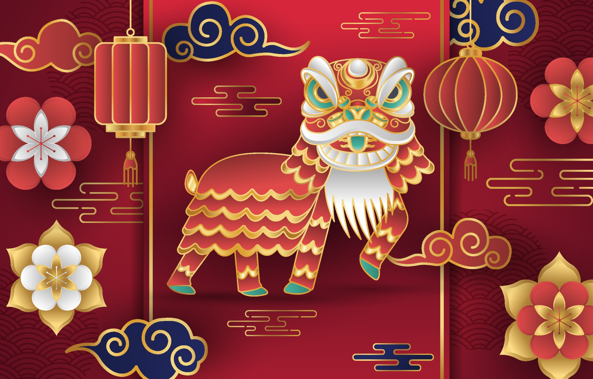 中国新年舞狮主题插图0