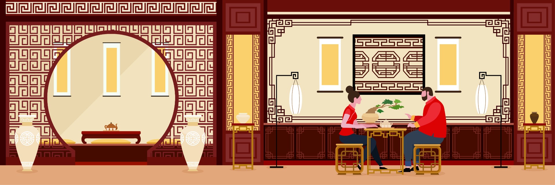 中式客厅里的情侣插图0