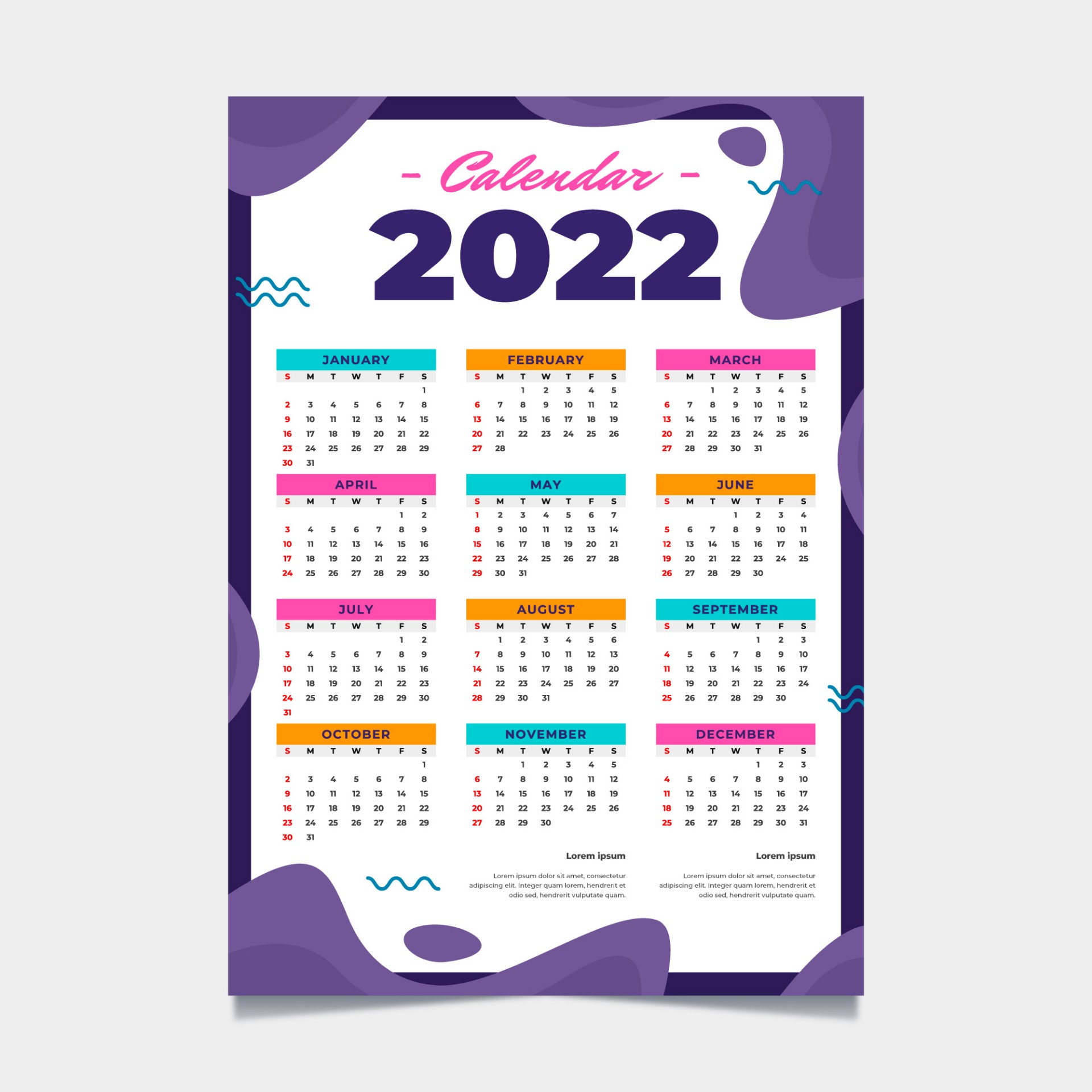 2022年日历A4竖版0