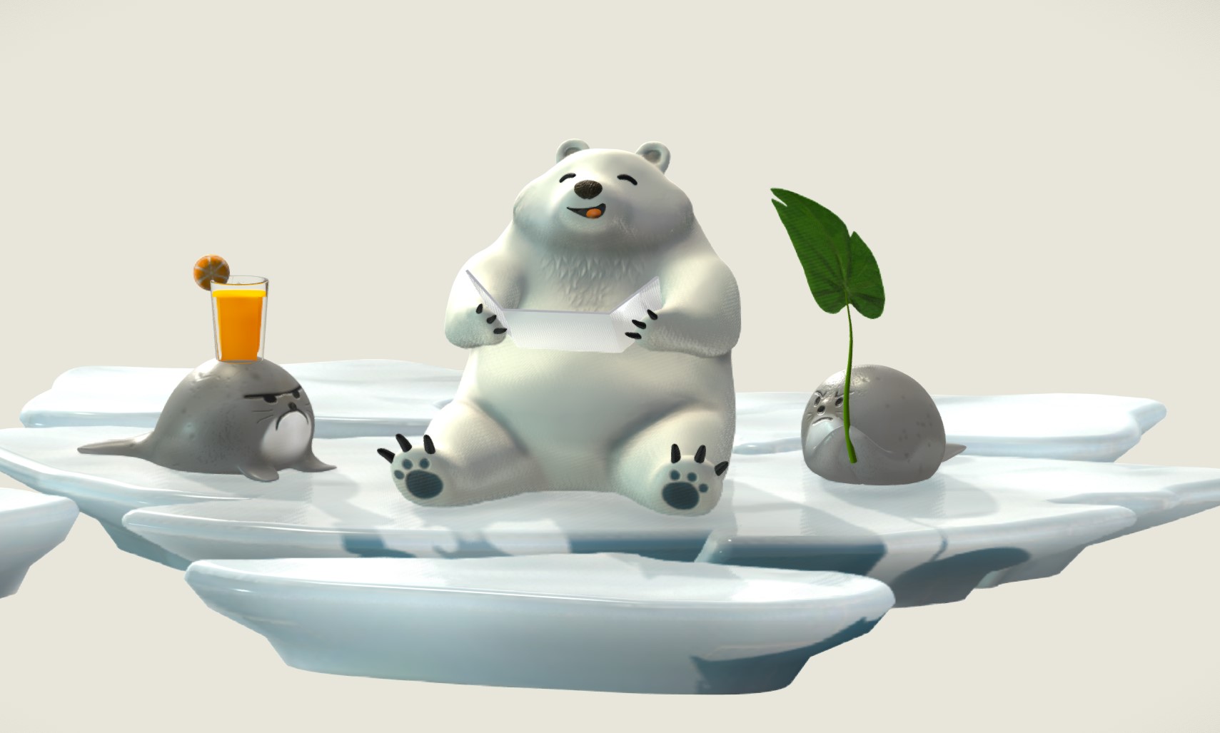 肥胖可爱北极熊3d模型0