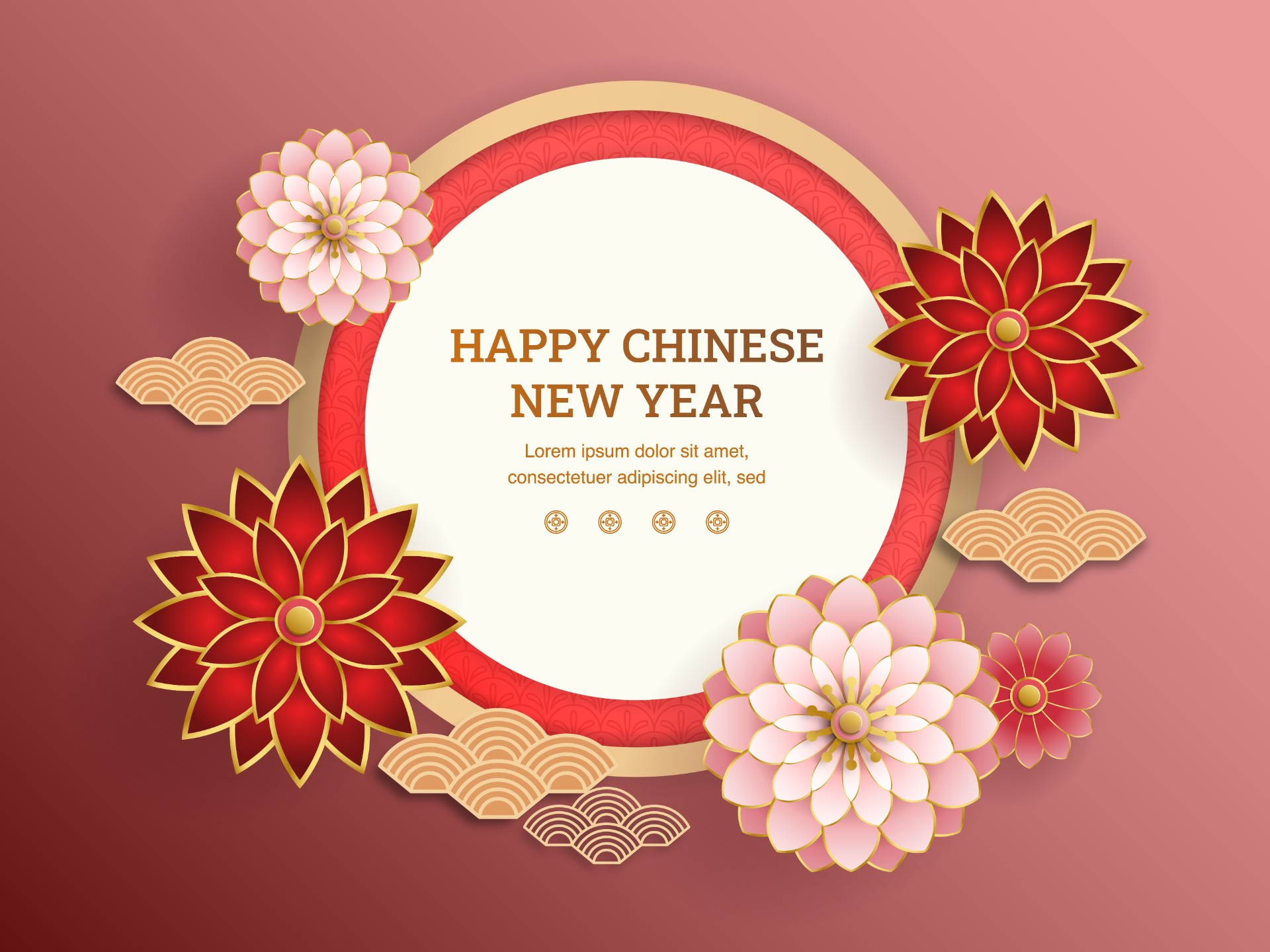 花朵与中国新年背景插图0