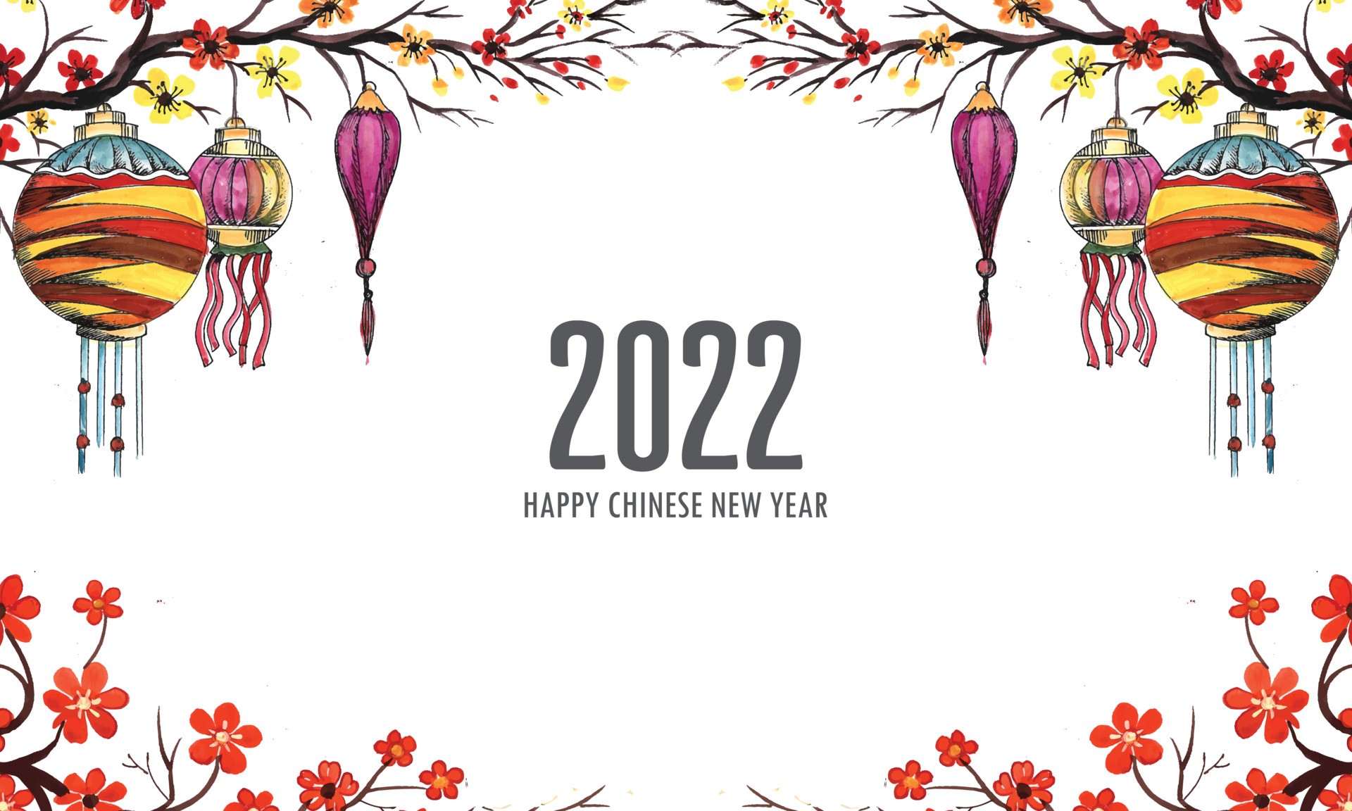 2022年中国新年灯笼贺卡装饰模板0