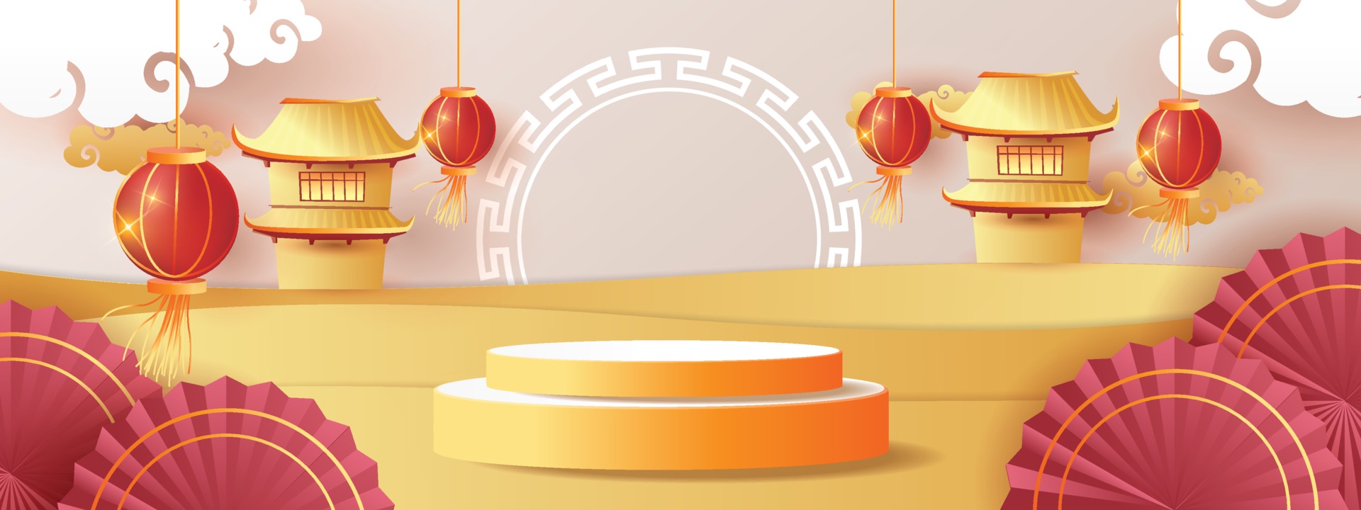 中国剪纸与美容化妆品展台模板0