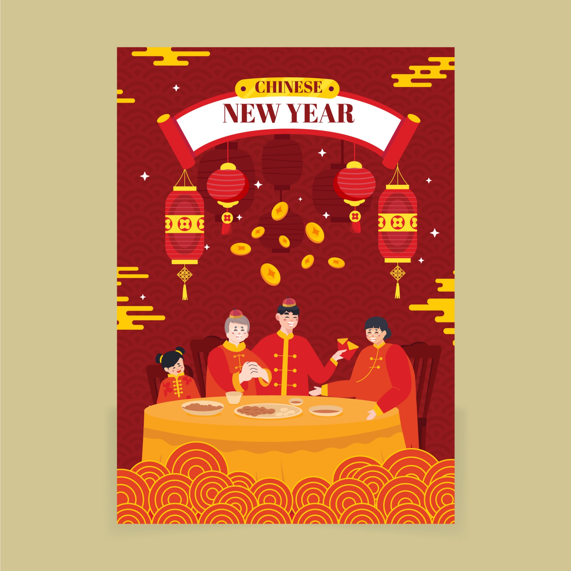 中国新年拜年发红包封面海报0