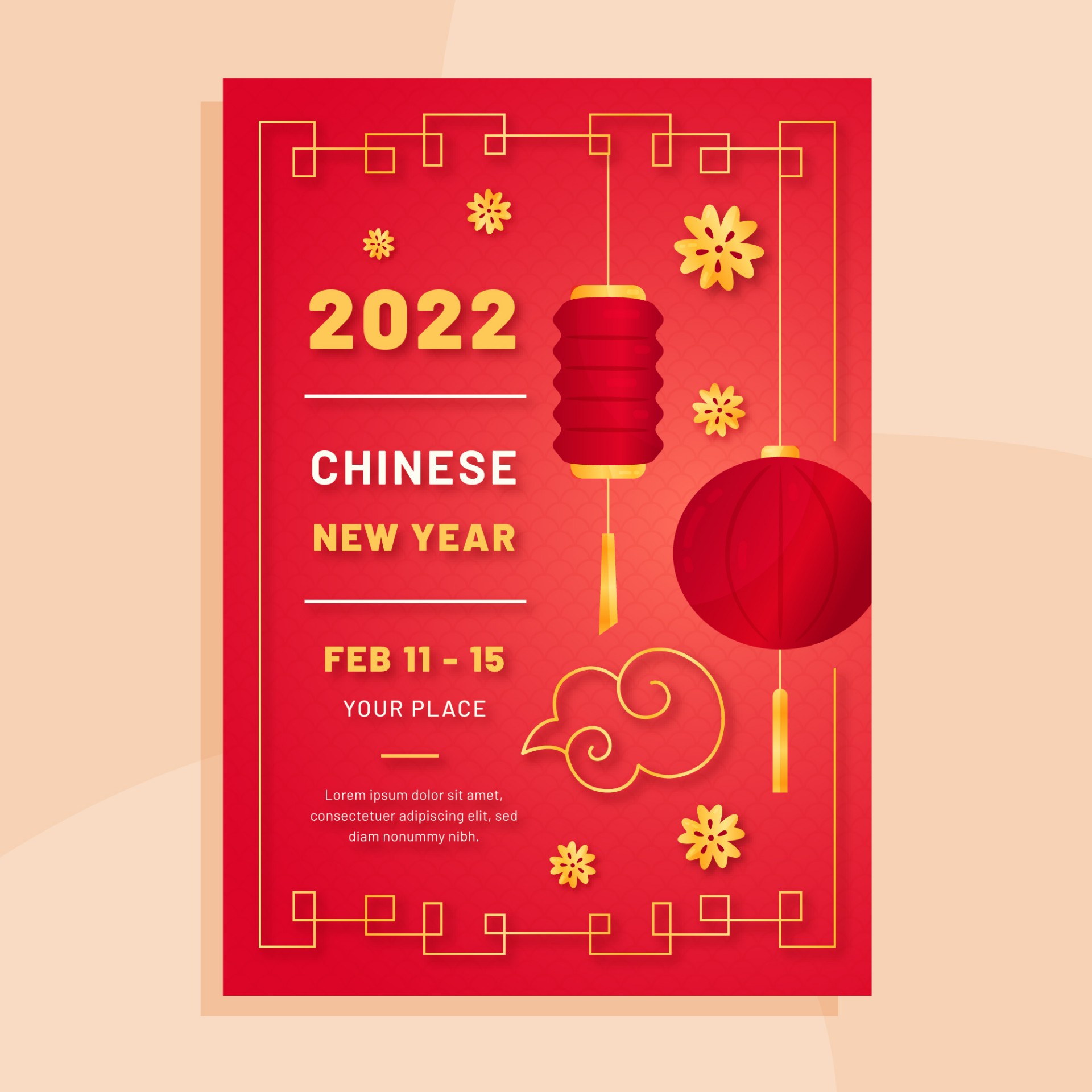 2022春节新年中国风海报背景0