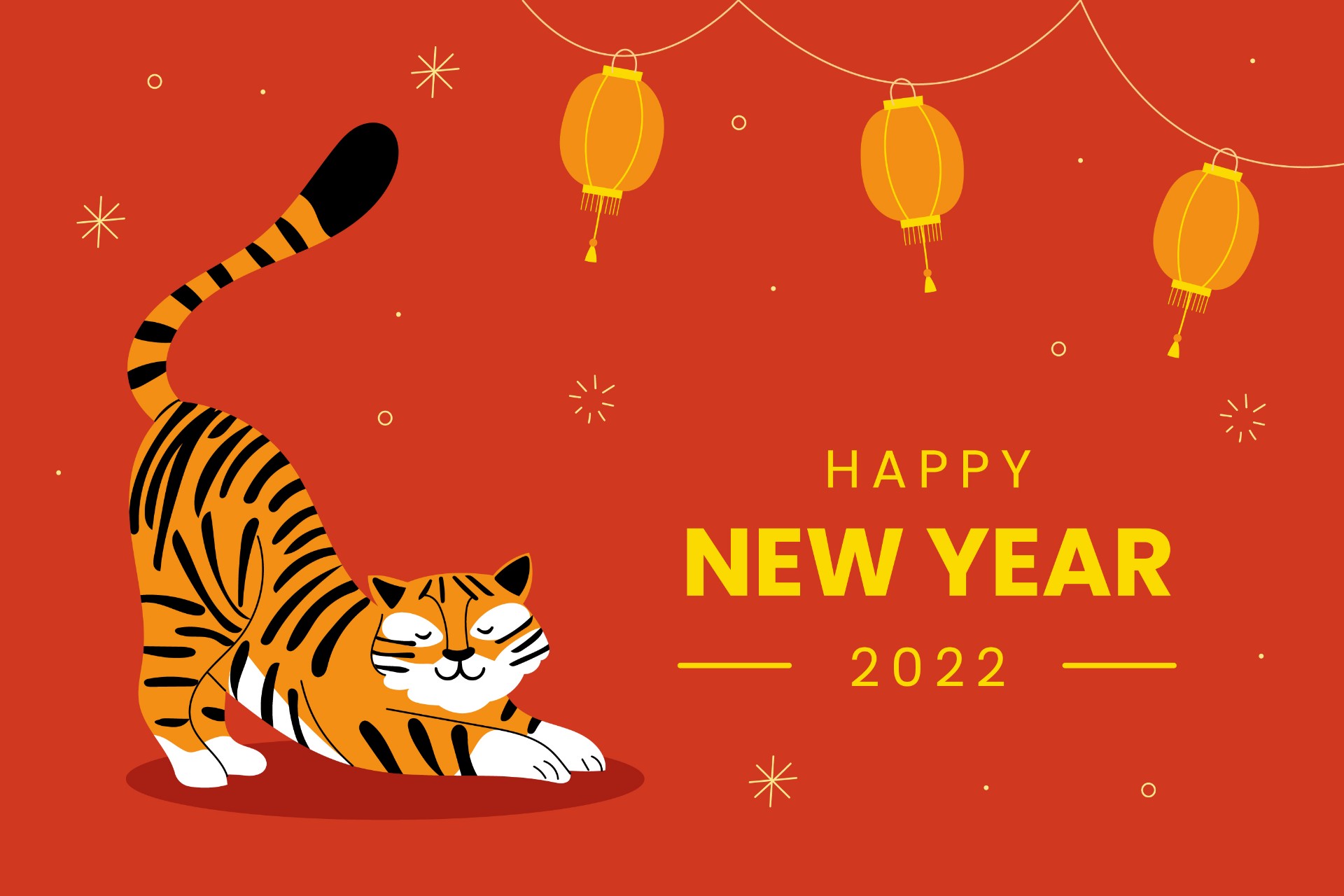 2022虎年新年创意横向海报0