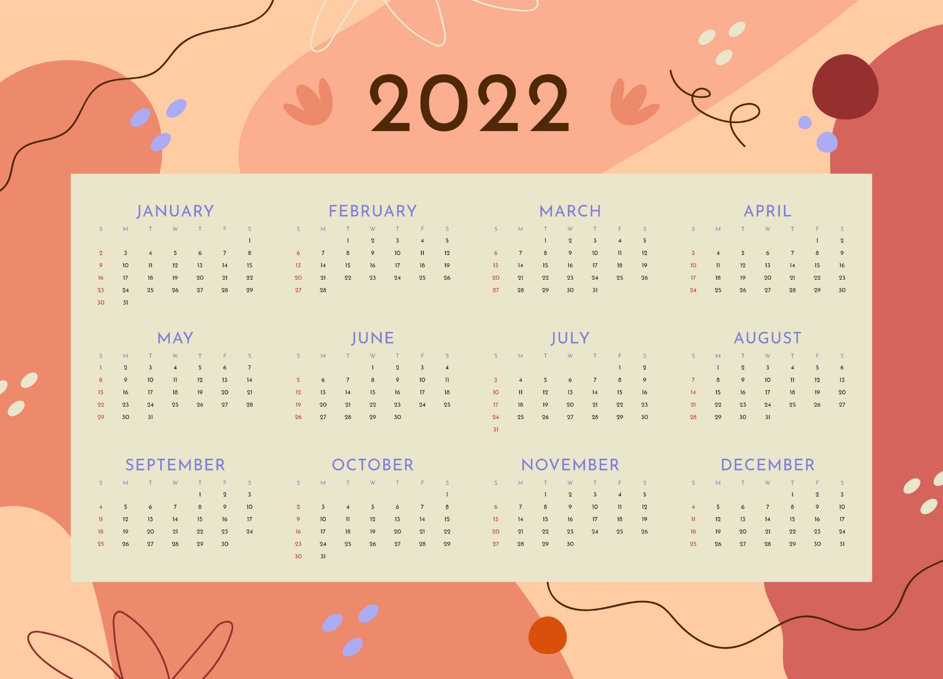 2022年日历平面设计模板0