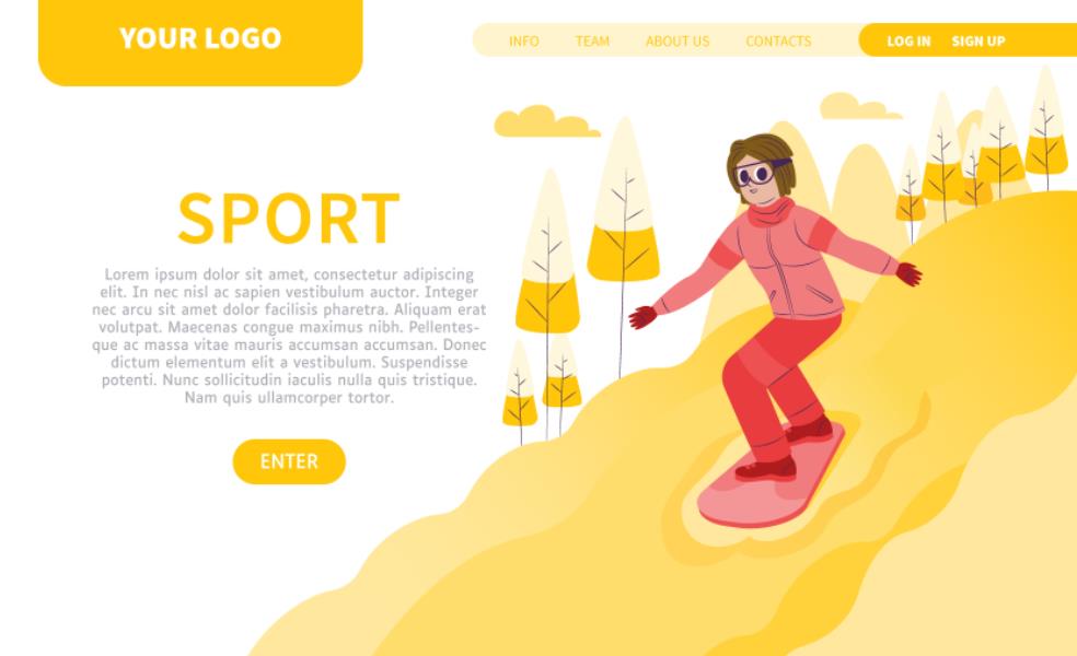 滑雪运动网页平面设计模板0