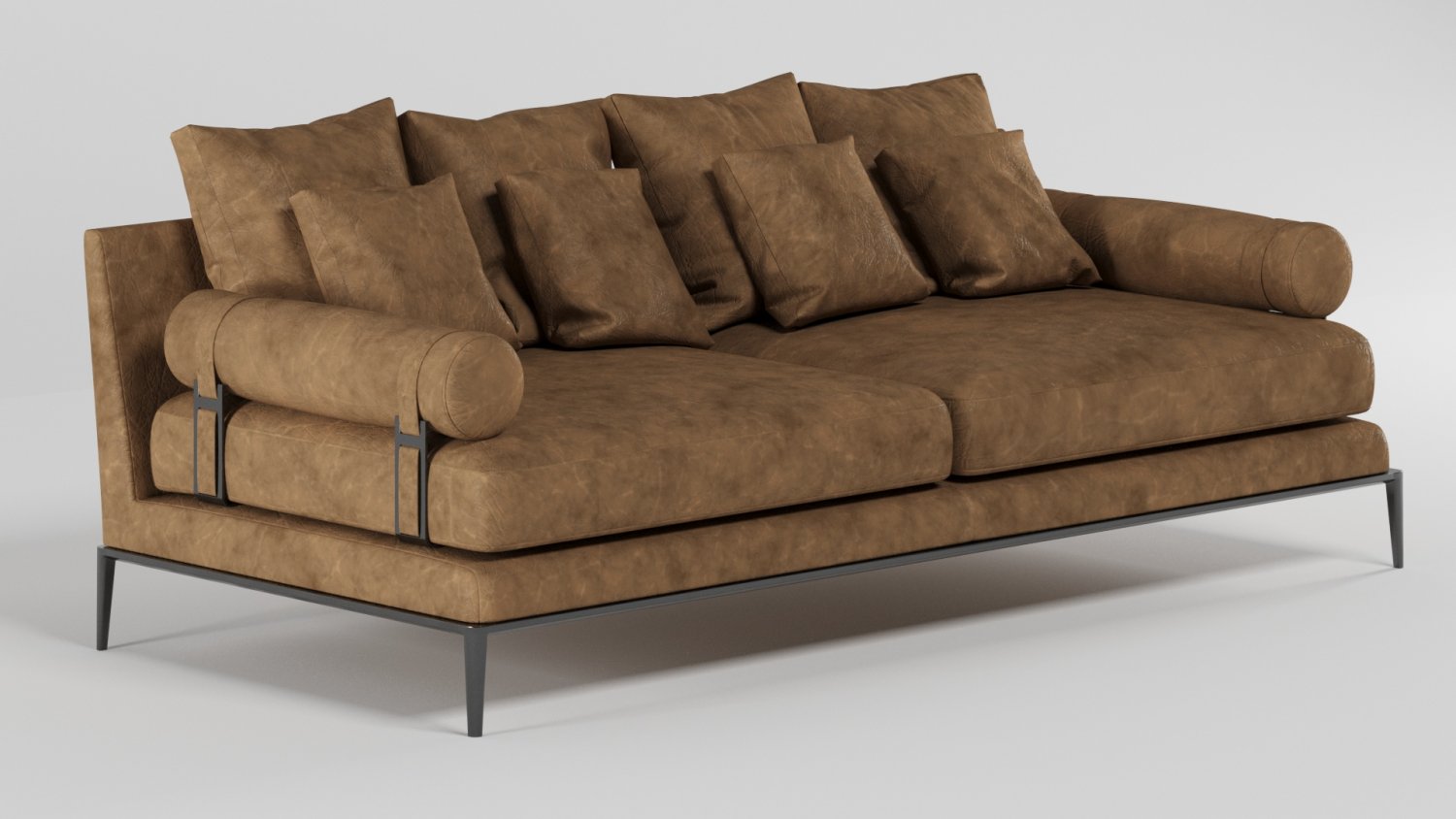 焦糖色的沙发3D模型0