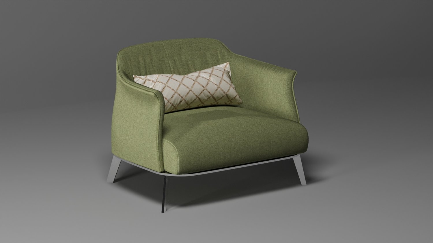 绿色布艺沙发3d模型1