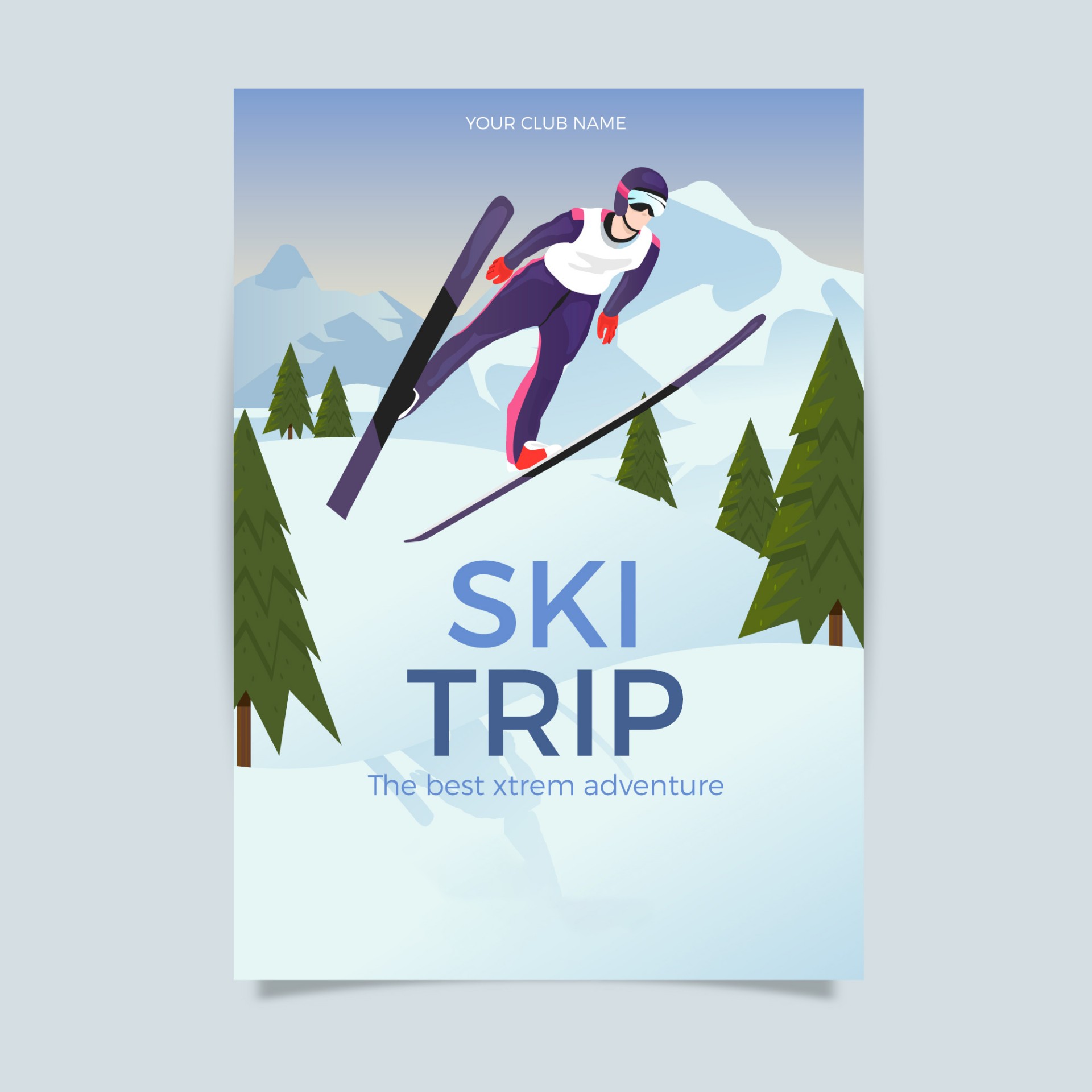冬奥会跳台滑雪海报模板0