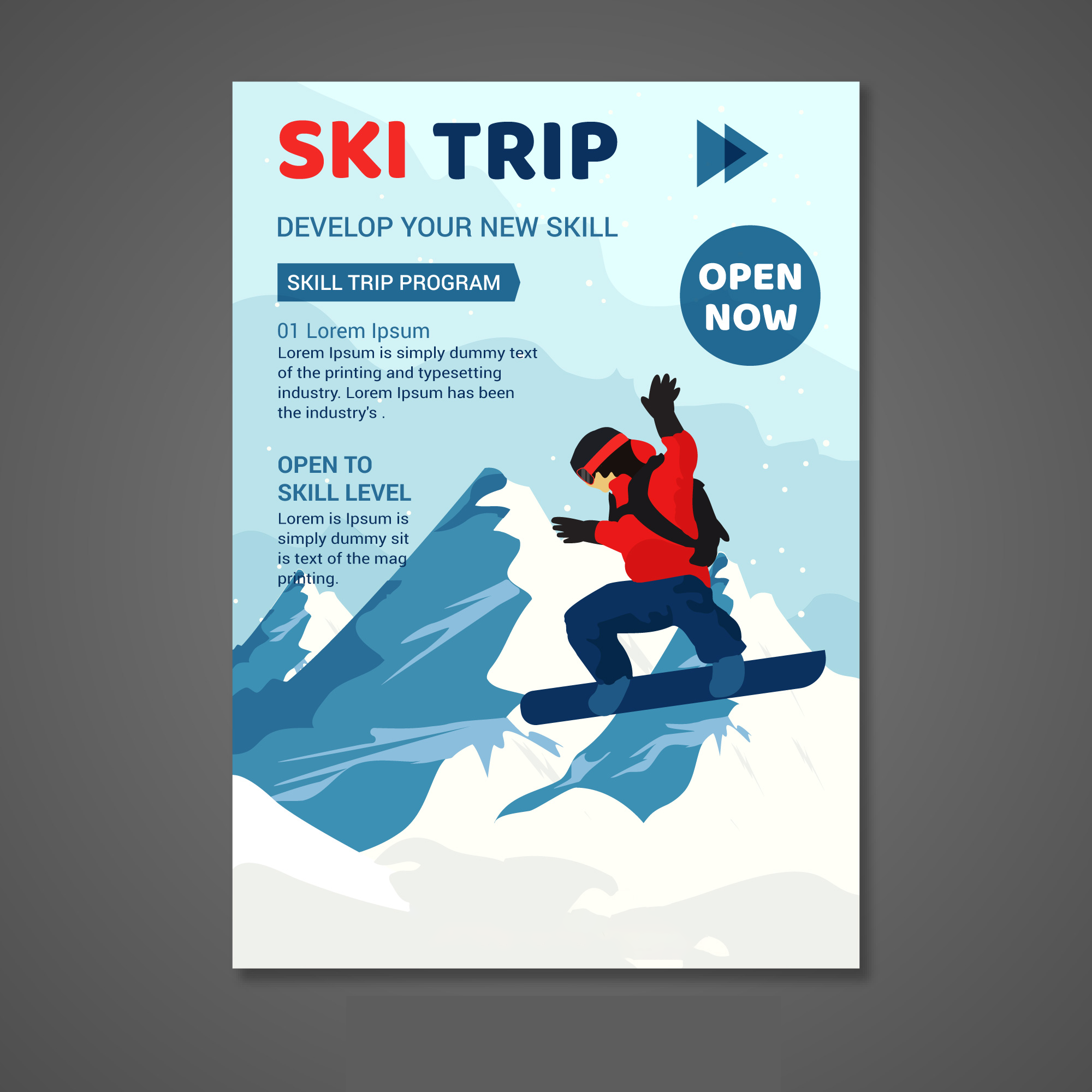 冬奥会滑雪卡通手绘海报0