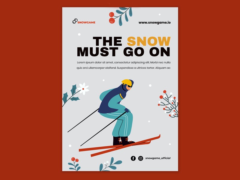 2022年冬奥会滑雪海报模板0