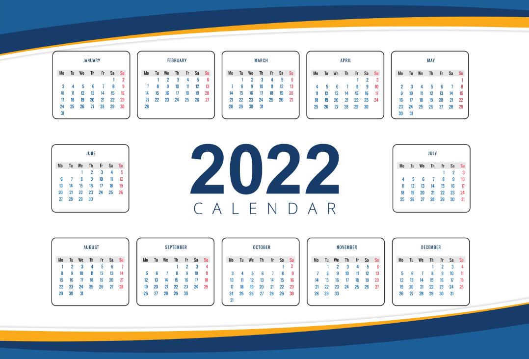 2022日历全年表电子版横版0