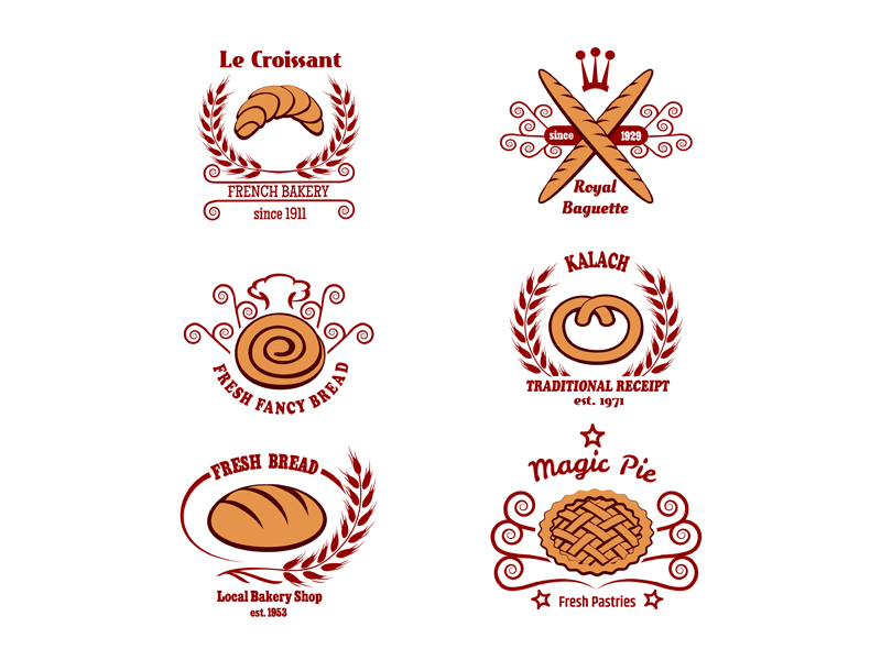 可爱的面包店logo设计0