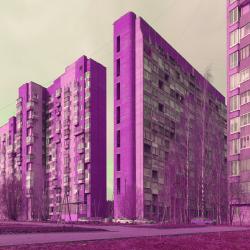 紫色渲染的楼房建筑