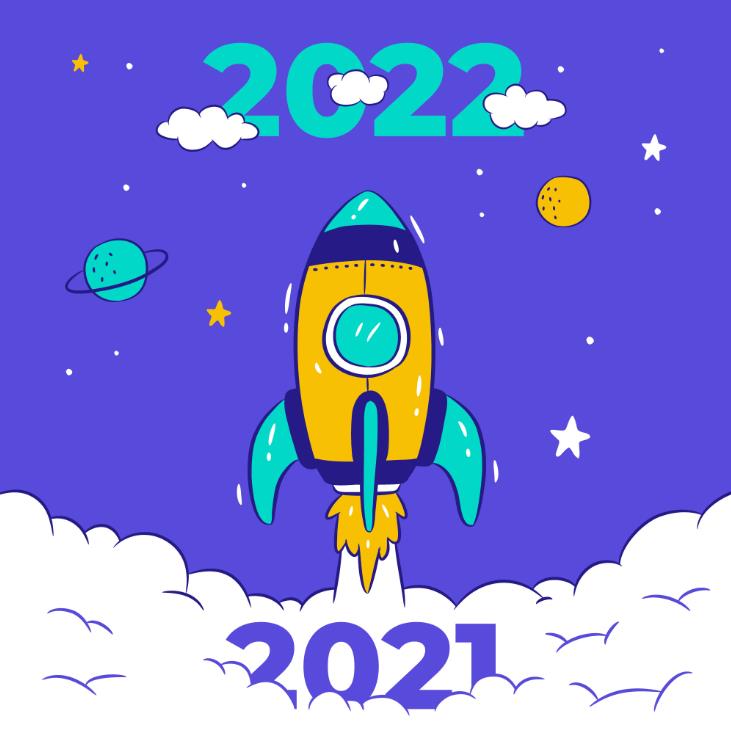 告别2021迎接2022火箭插画0