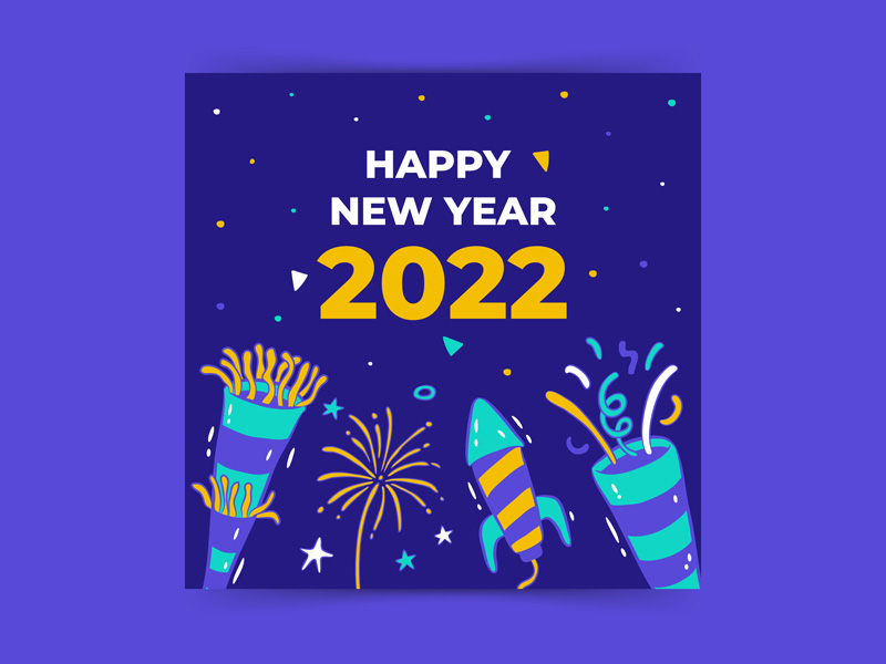 2022新年蓝色贺卡模板0