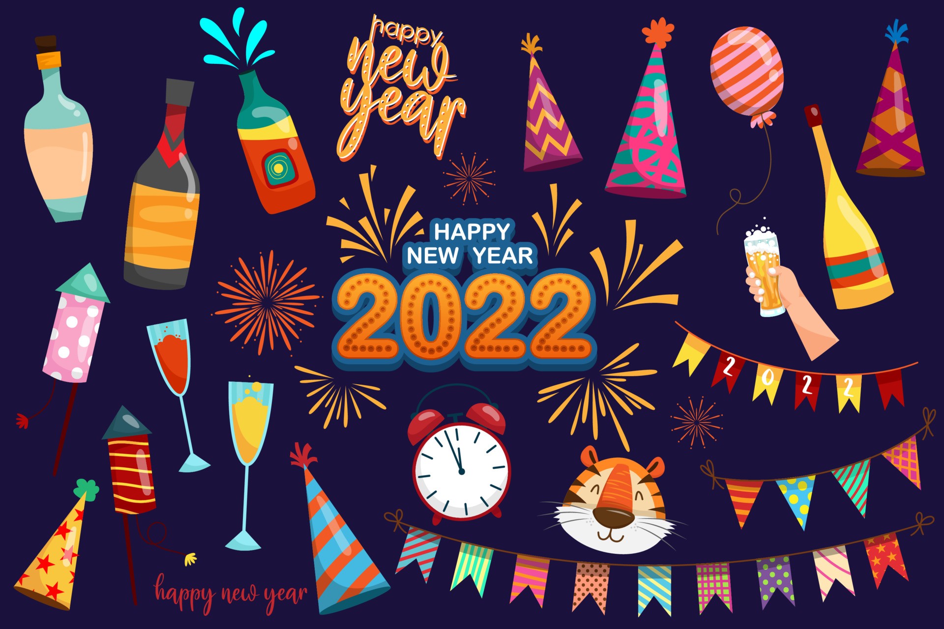 2022年虎年庆祝元素插图0
