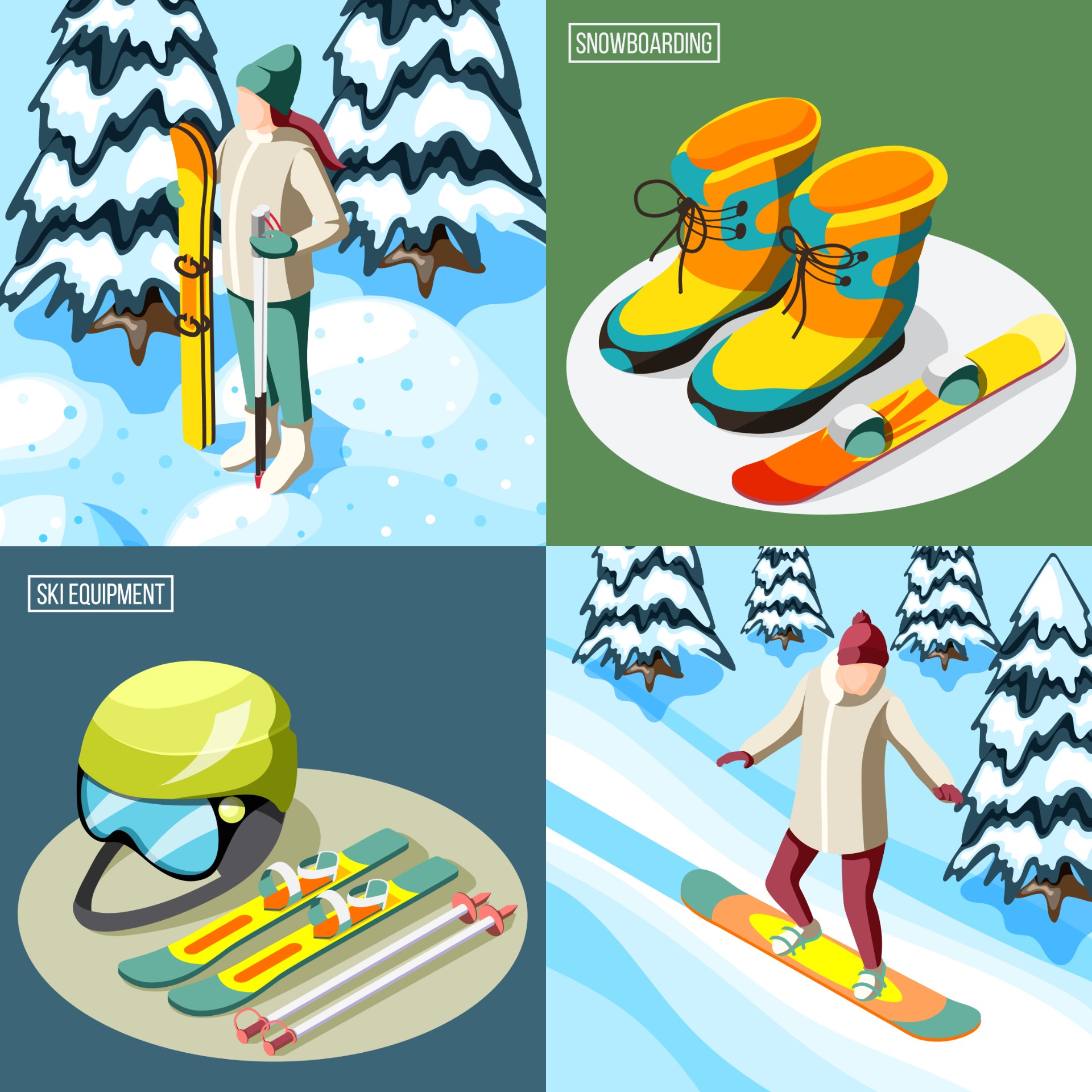 滑雪运动绘画图片0