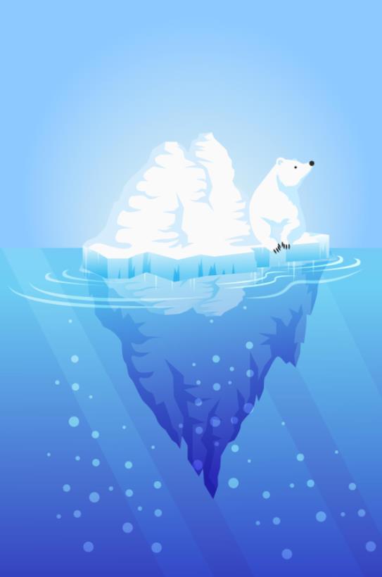 冰川融化北极熊插画0