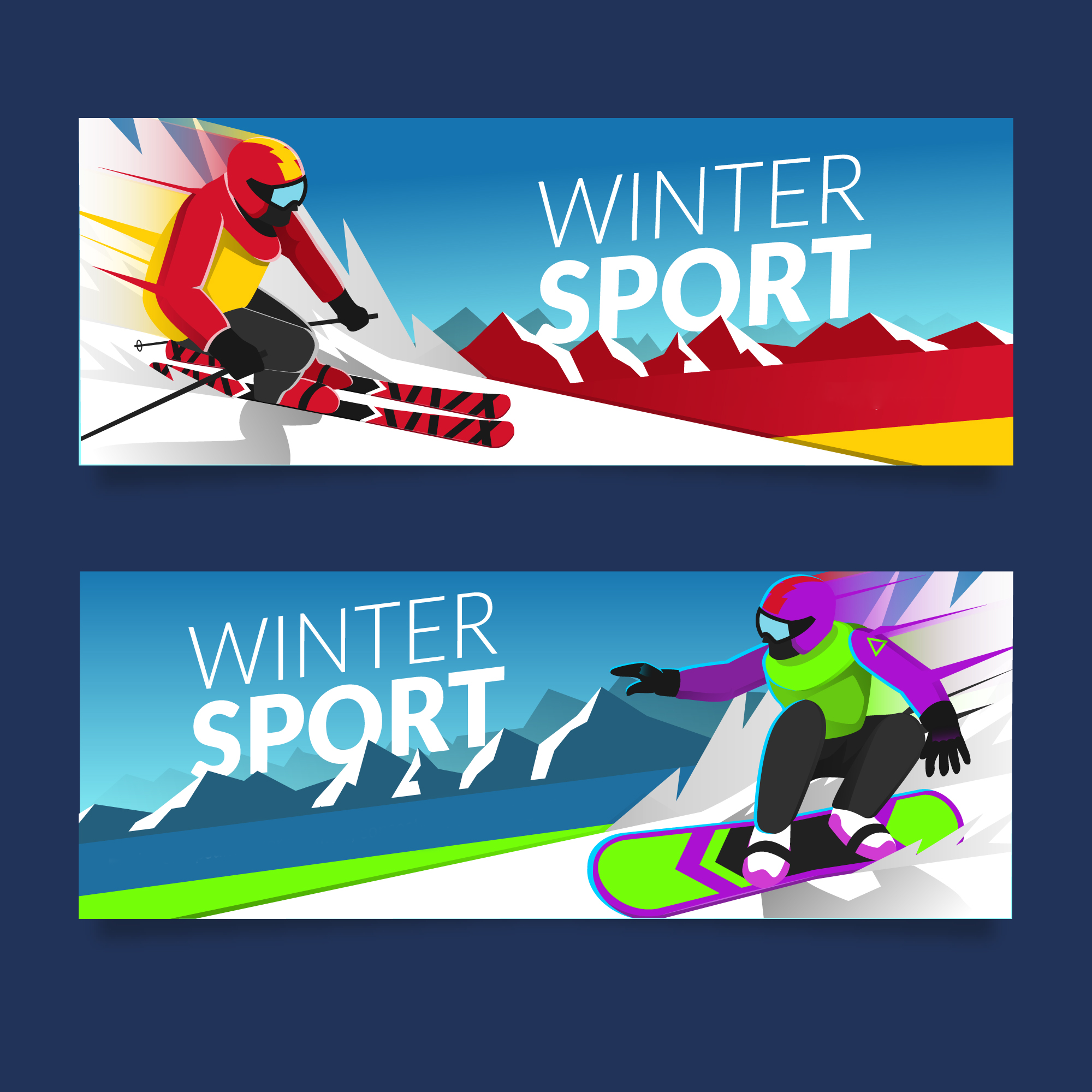 2022冬奥会滑雪海报手绘0
