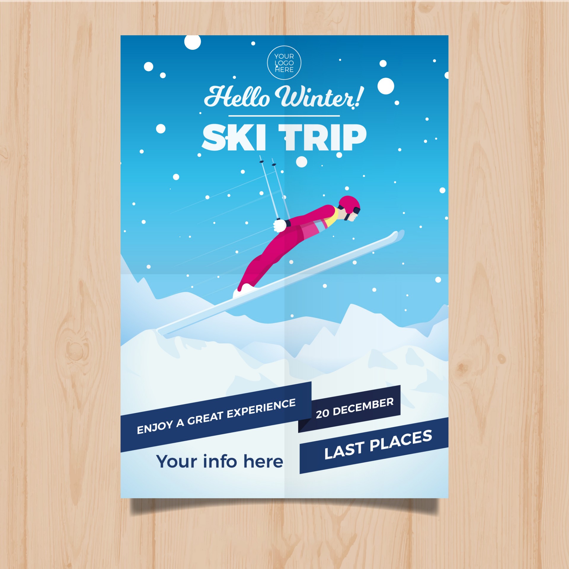 冰雪运动滑雪海报手绘模板0