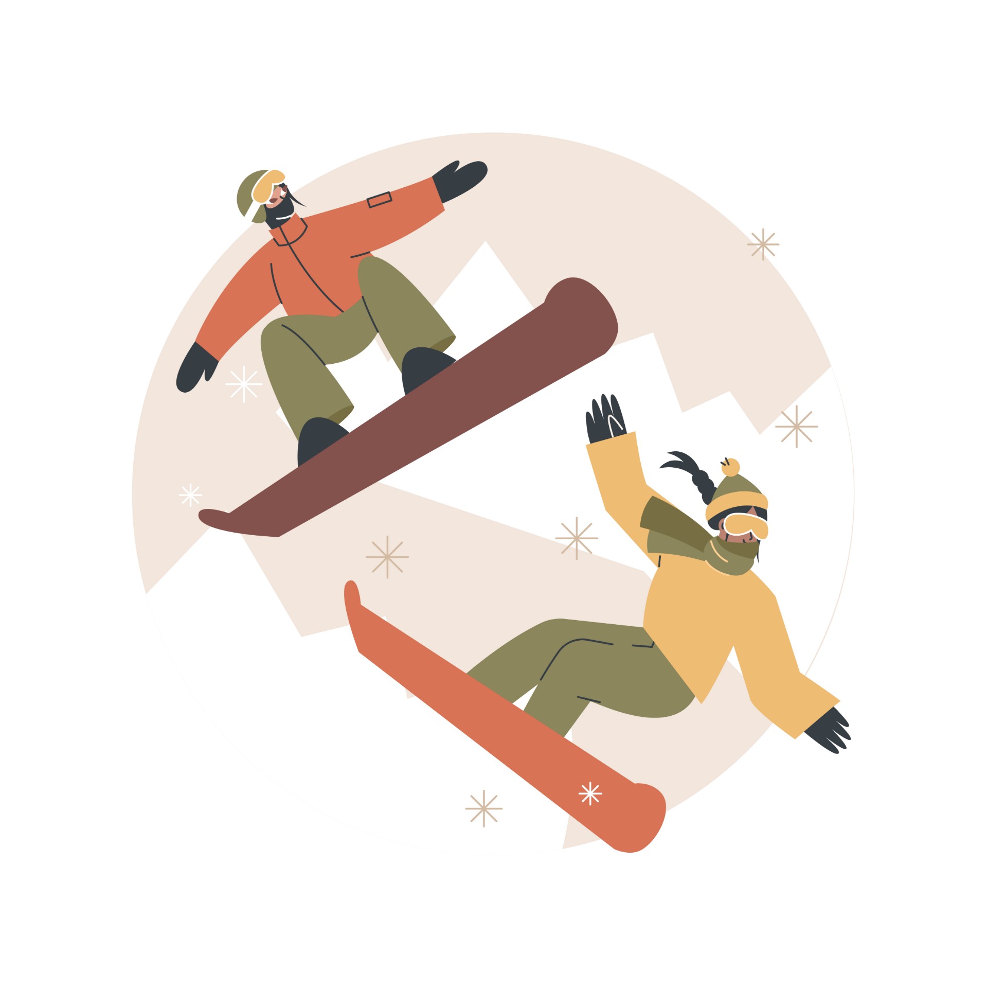 冰雪运动单板滑雪插画0