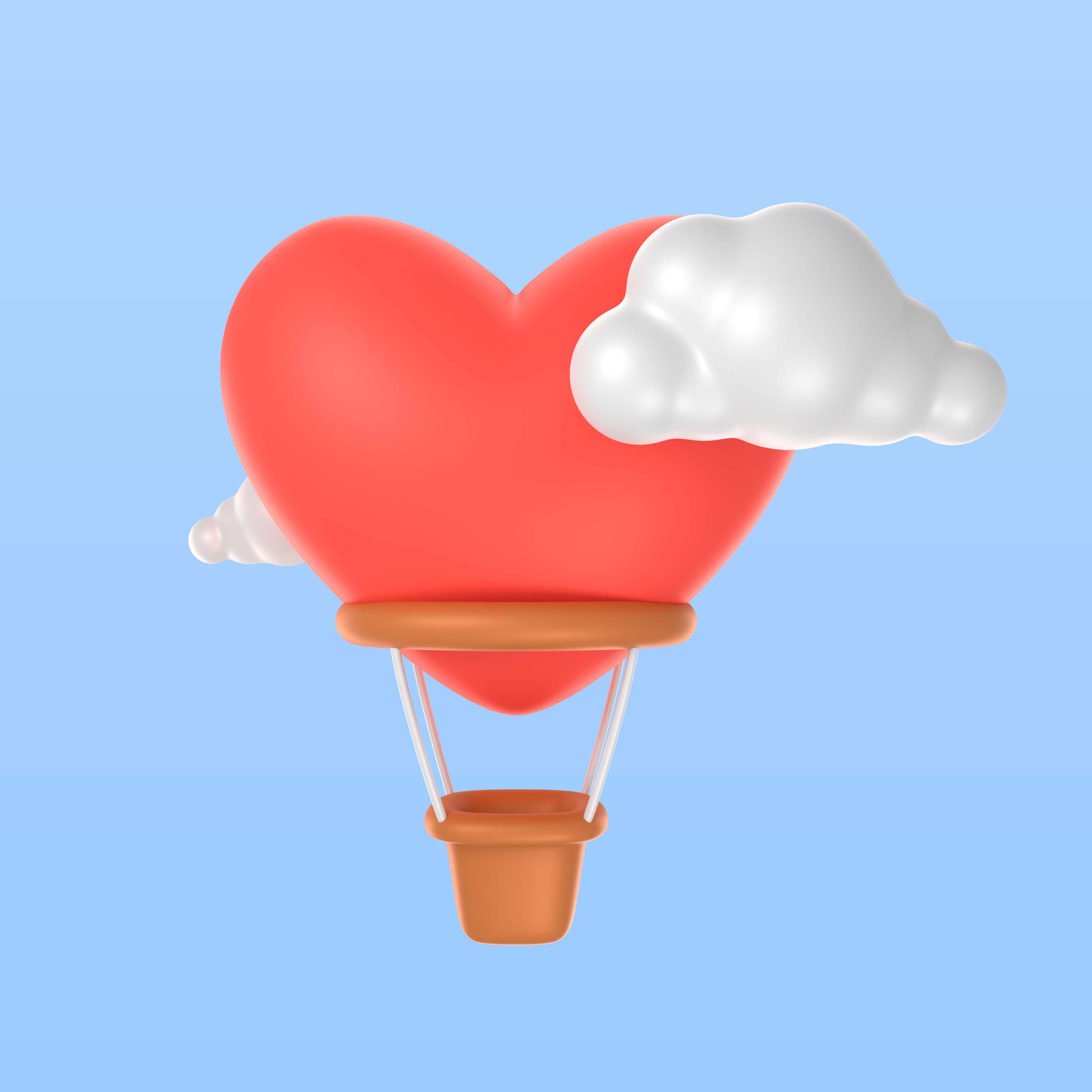 情人节爱心热气球3d插画0