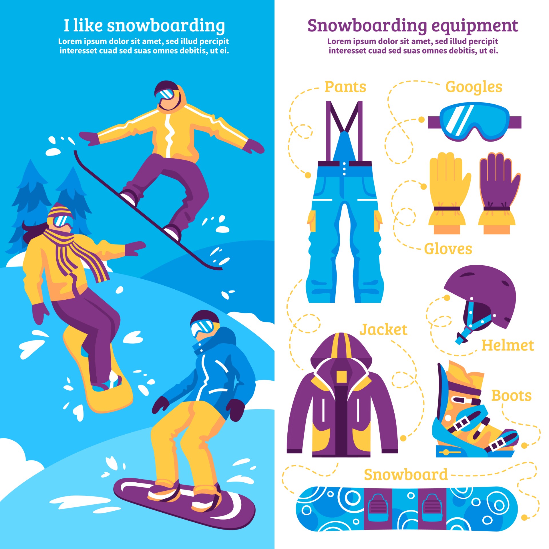冬奥会单板滑雪装备插画0