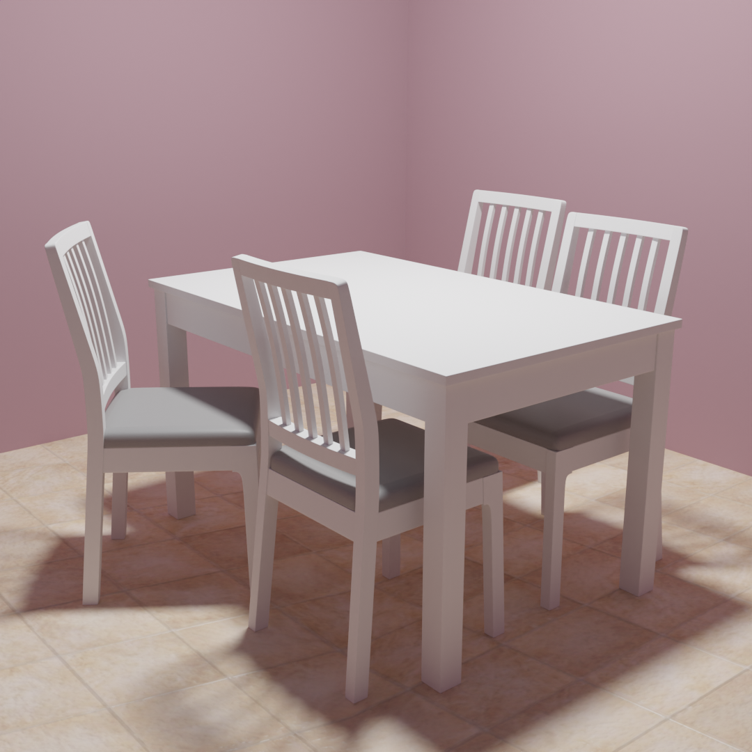 白色餐桌椅3d模型0