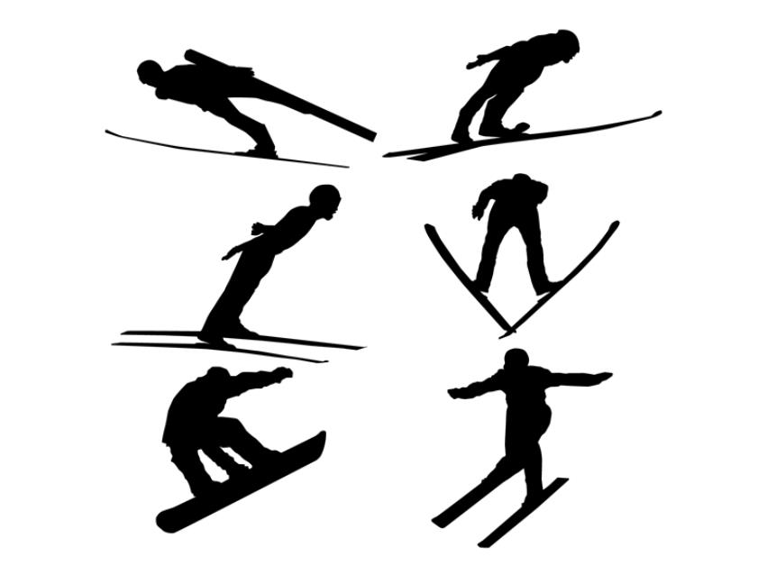 跳台滑雪人物剪影插画0