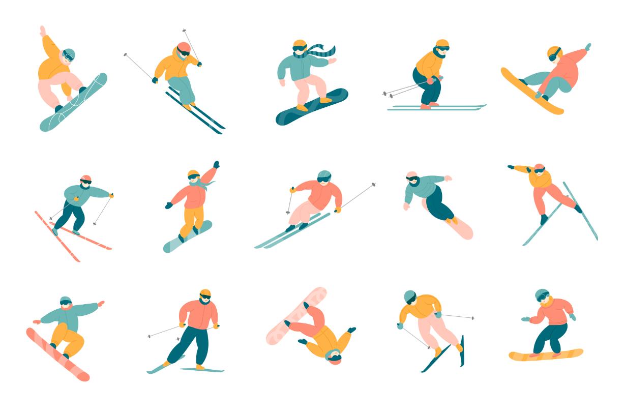 冬奥双板滑雪和单板滑雪图标0
